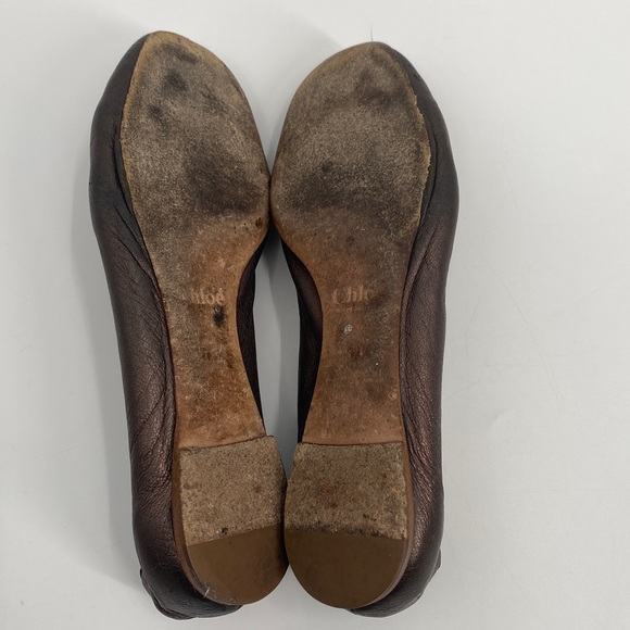 Chloe Designer Lauren Classic Bronze Metallic Ballet Flats (7.5) - Picture 4 of 6